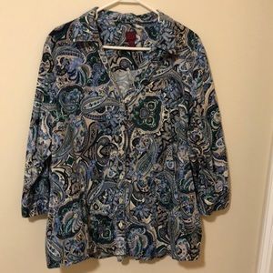 3x Blue and teal paisley blouse